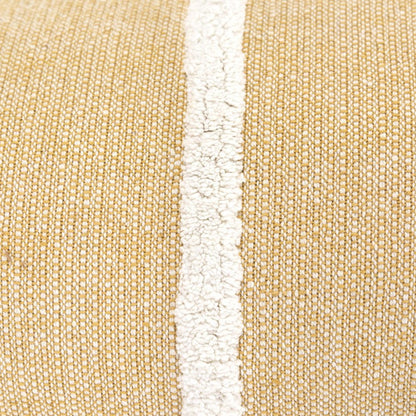 14" X 26" White And Yellow Lumbar Weave Cotton Throw Pillow with Tassels