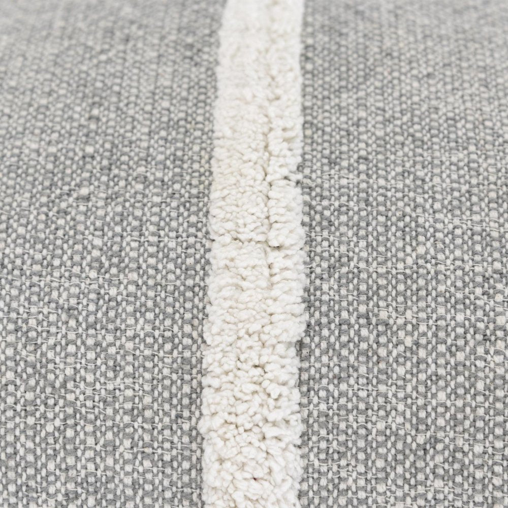 14" X 26" Gray And White Lumbar Weave Cotton Throw Pillow with Tassels — view 3