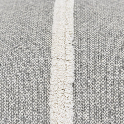 14" X 26" Gray And White Lumbar Weave Cotton Throw Pillow with Tassels