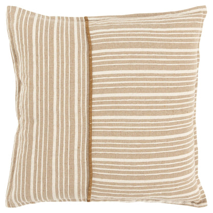20" Natural and Ivory Striped Cotton Throw Pillow FurniFindUSA