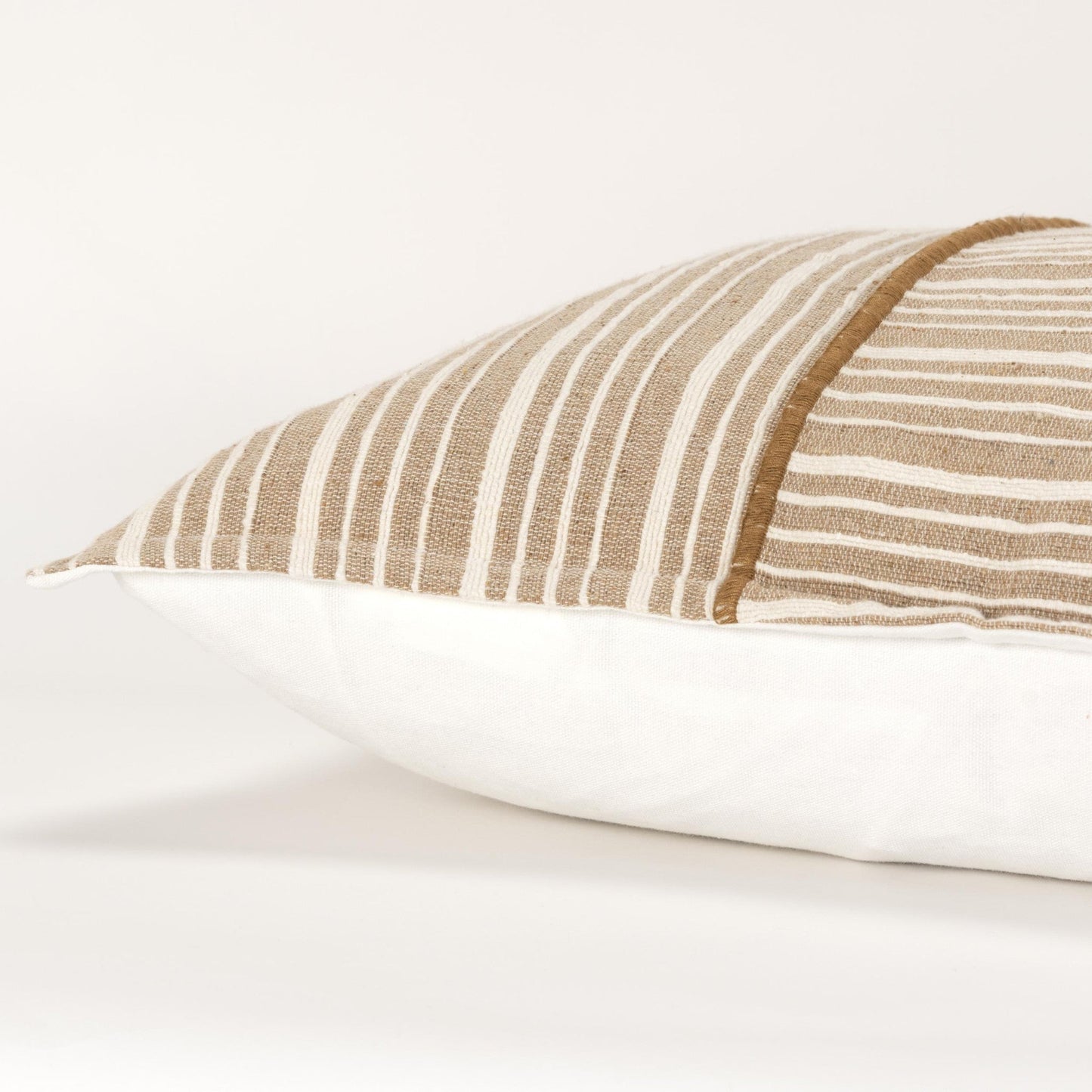 20" Natural and Ivory Striped Cotton Throw Pillow FurniFindUSA
