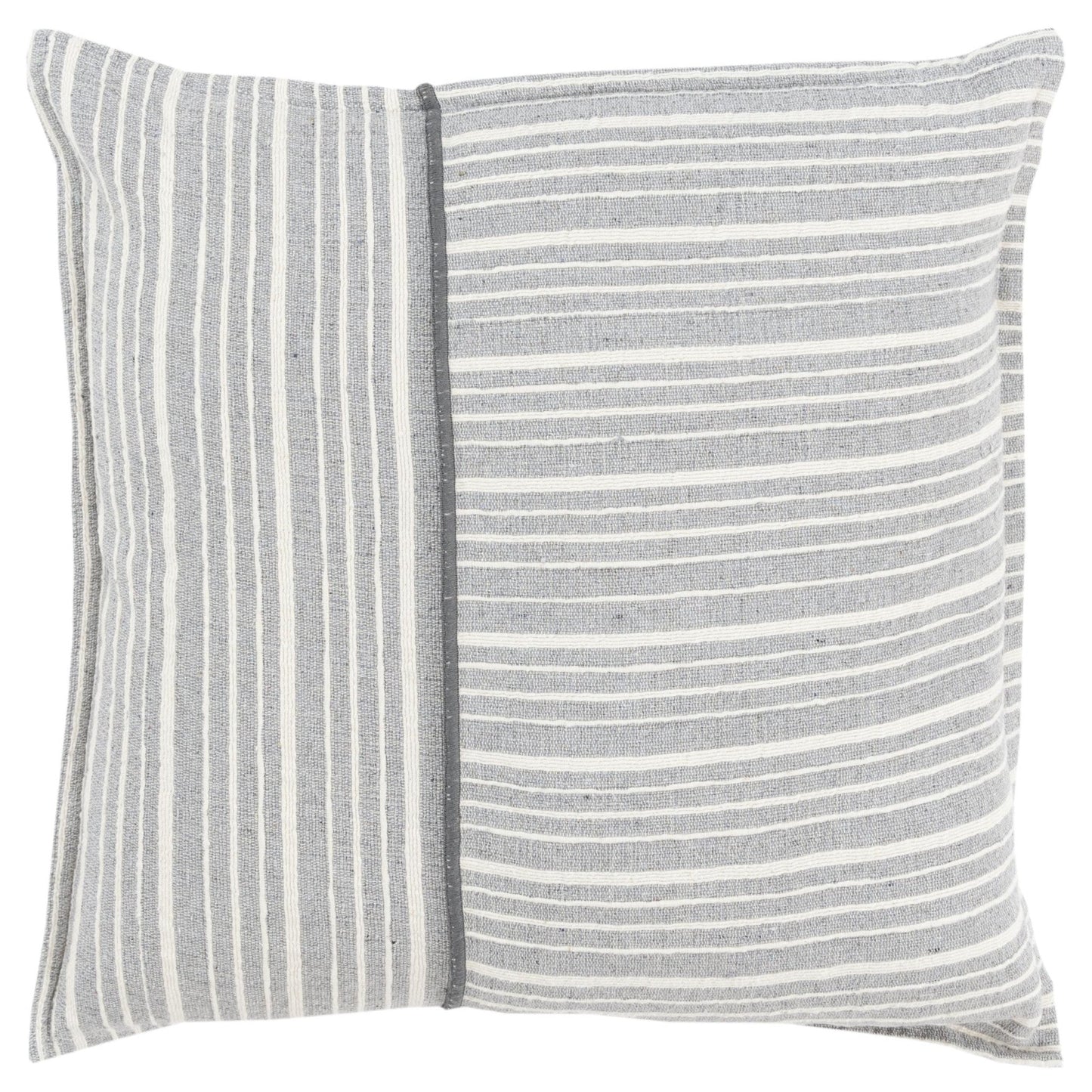 20" Gray and Ivory Striped Cotton Throw Pillow FurniFindUSA