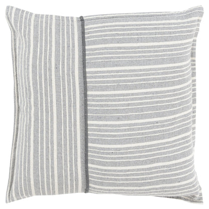 20" Gray and Ivory Striped Cotton Throw Pillow FurniFindUSA