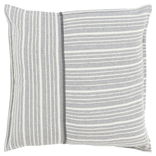 20" Gray and Ivory Striped Cotton Throw Pillow FurniFindUSA
