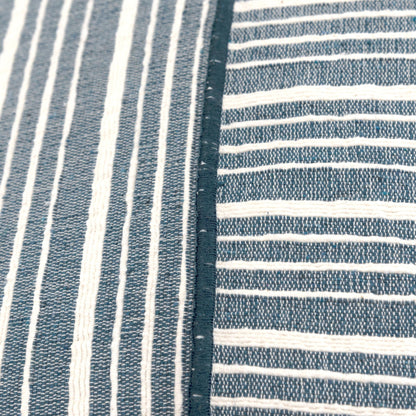 20" Blue and White Cotton Pillow With Embroidery Edges 6.25" (L) x 20.0" (W) x 20.0" (H) FurniFindUSA