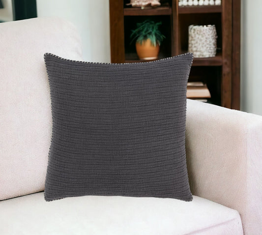 22" Charcoal Striped Cotton Throw Pillow FurniFindUSA