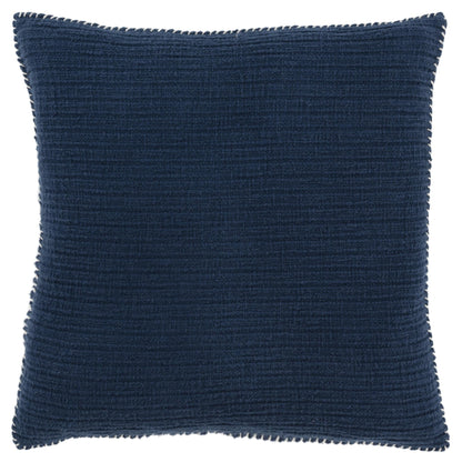 22" Navy Blue Striped Cotton Throw Pillow FurniFindUSA