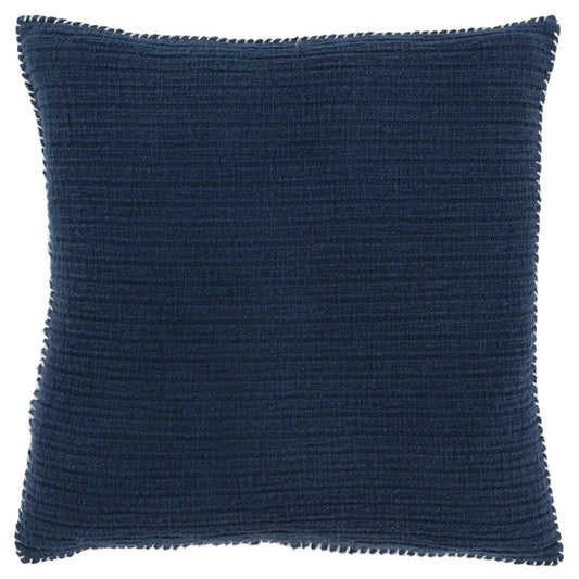 22" Navy Blue Striped Cotton Throw Pillow FurniFindUSA