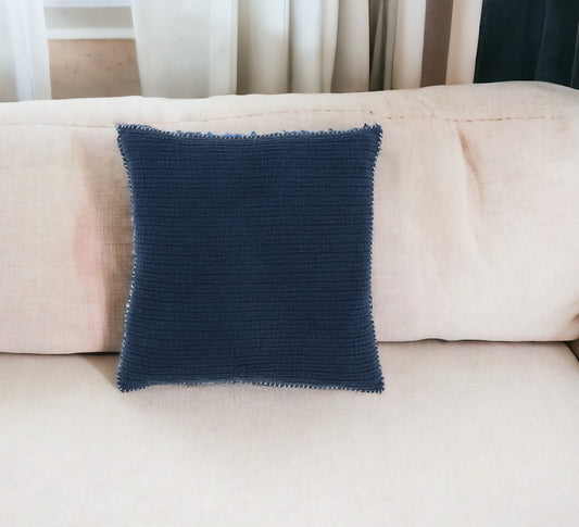 22" Navy Blue Striped Cotton Throw Pillow FurniFindUSA