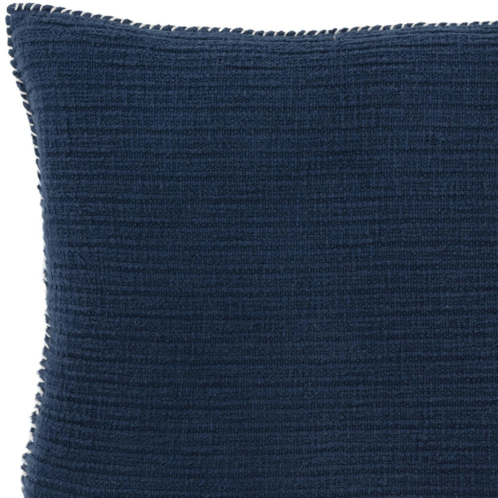 22" Navy Blue Striped Cotton Throw Pillow FurniFindUSA