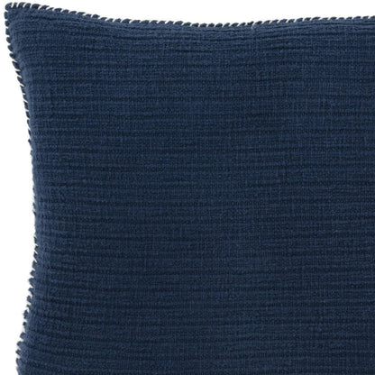 22" Navy Blue Striped Cotton Throw Pillow FurniFindUSA
