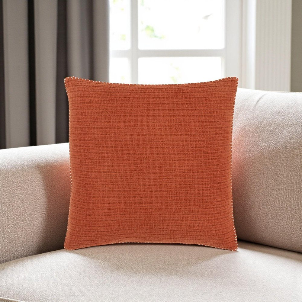 22" Orange Striped Cotton Throw Pillow — view 5