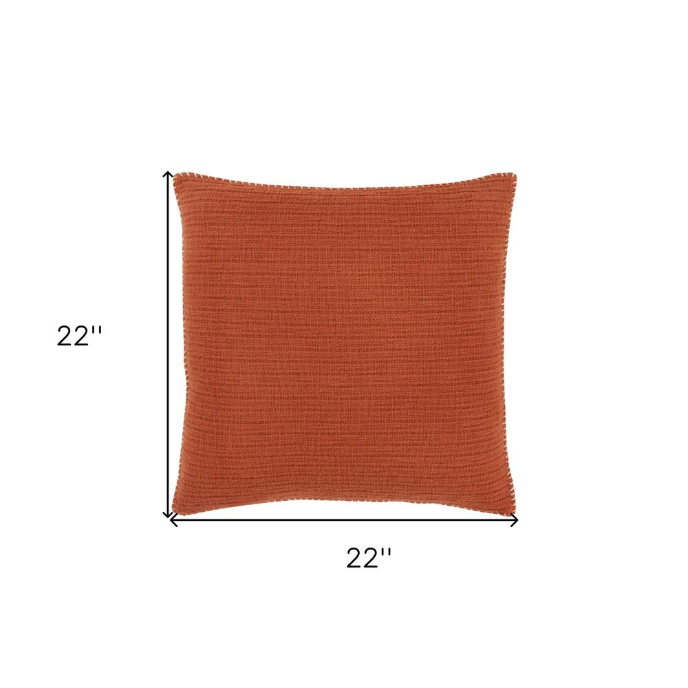 22" Orange Striped Cotton Throw Pillow — view 2