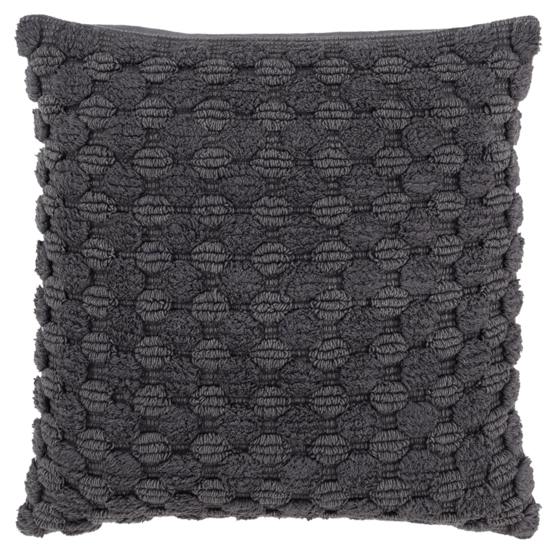 20" Charcoal Cotton Throw Pillow With Texture FurniFindUSA