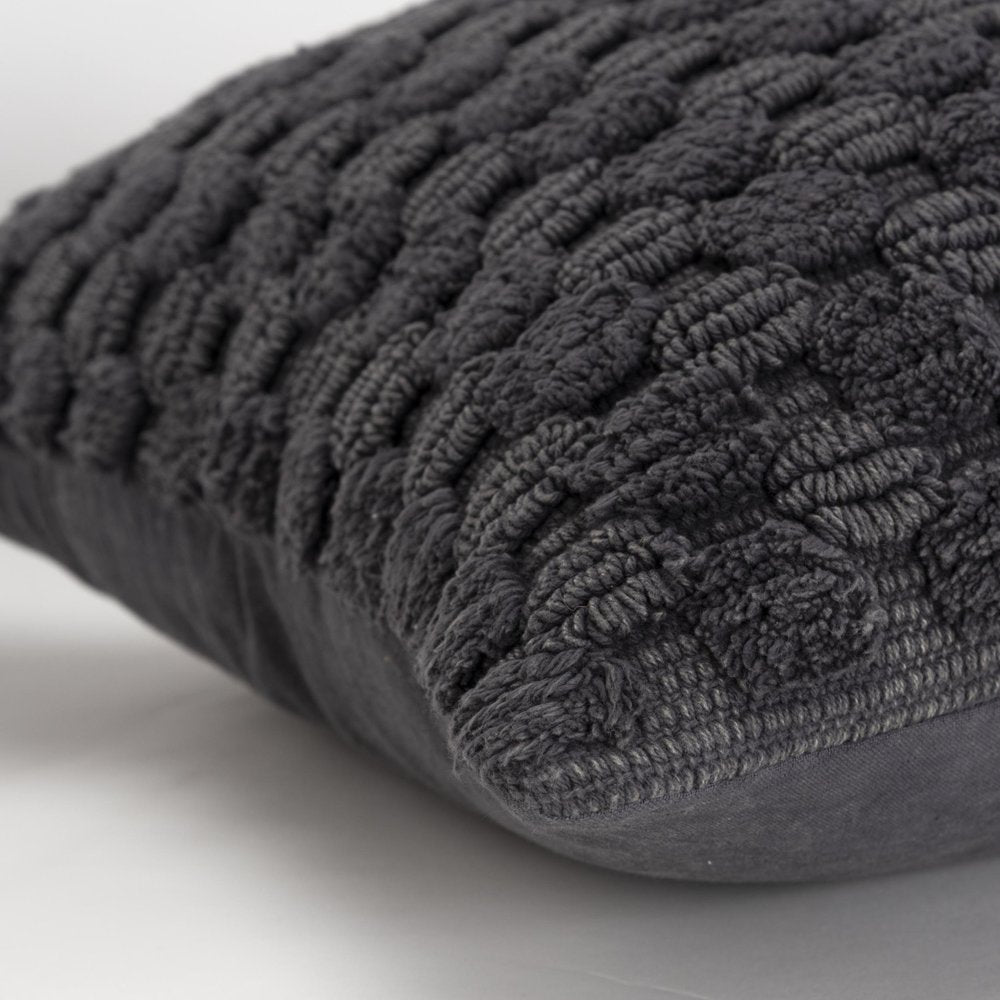 20" Charcoal Cotton Throw Pillow With Texture — view 2
