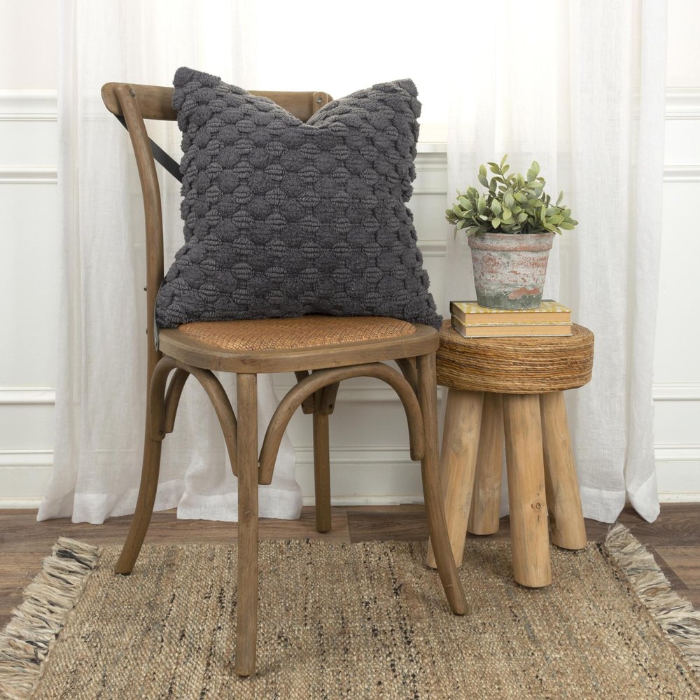 20" Charcoal Cotton Throw Pillow With Texture HomeRoots