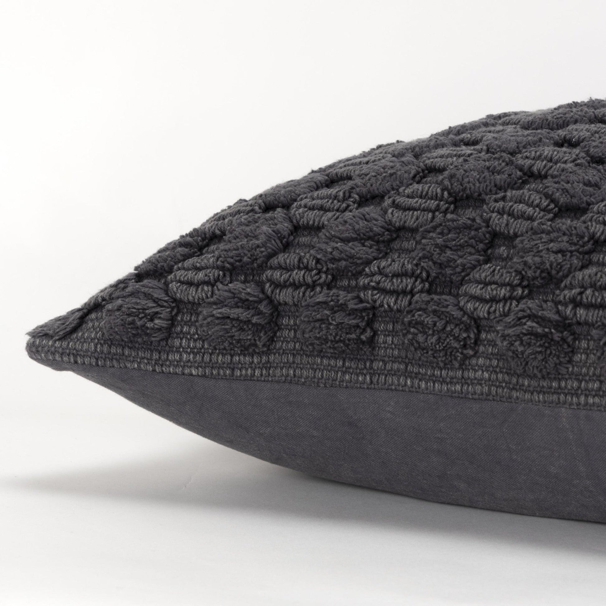 20" Charcoal Cotton Throw Pillow With Texture FurniFindUSA