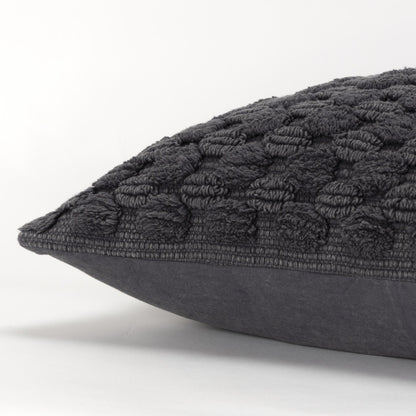 20" Charcoal Cotton Throw Pillow With Texture FurniFindUSA