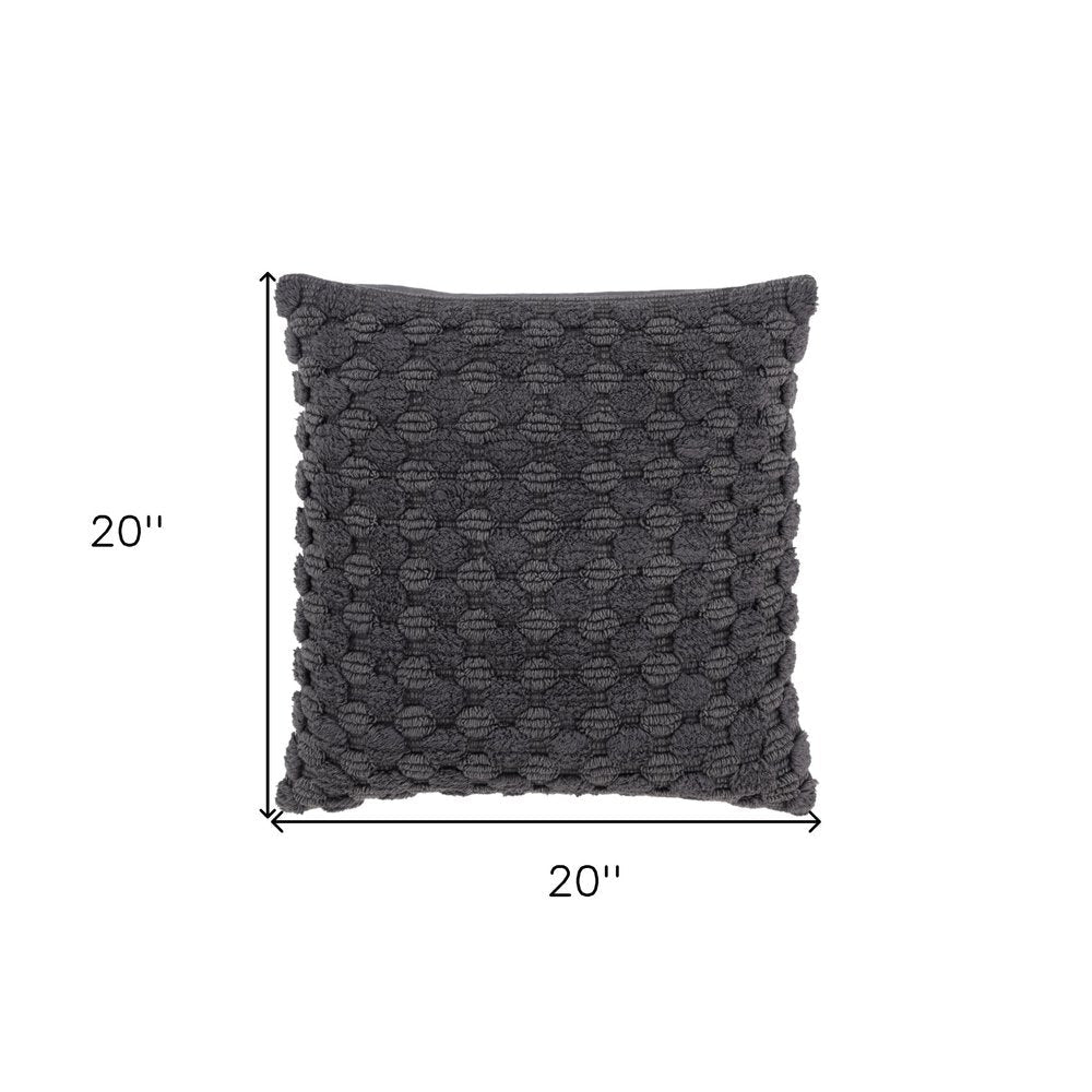 20" Charcoal Cotton Throw Pillow With Texture — view 6