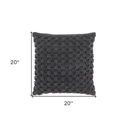 20" Charcoal Cotton Throw Pillow With Texture HomeRoots