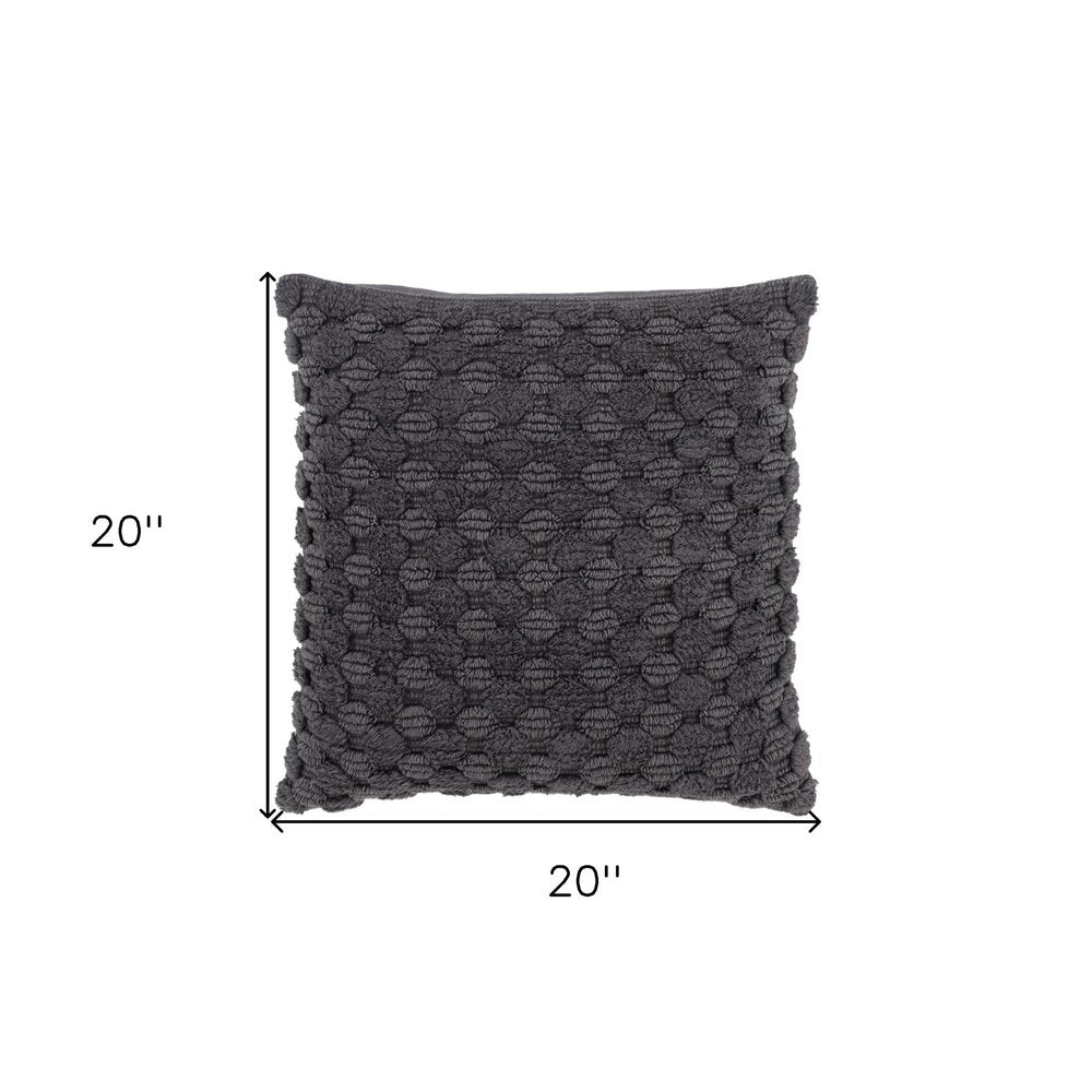 20" Charcoal Cotton Throw Pillow With Texture — view 6