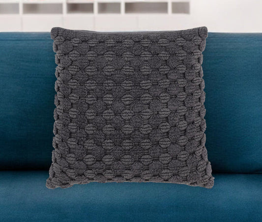 20" Charcoal Cotton Throw Pillow With Texture FurniFindUSA