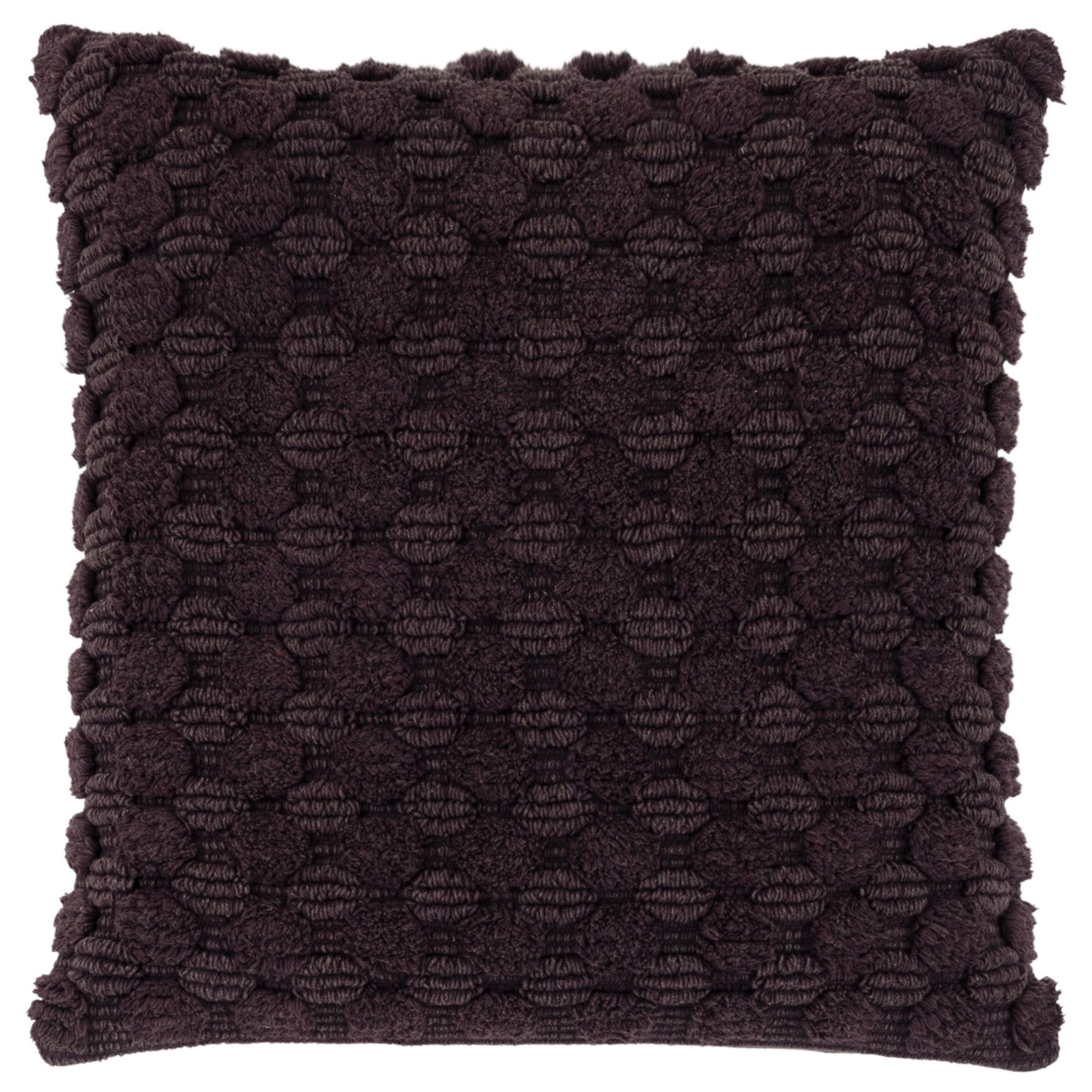 20" Wine Cotton Throw Pillow With Texture FurniFindUSA
