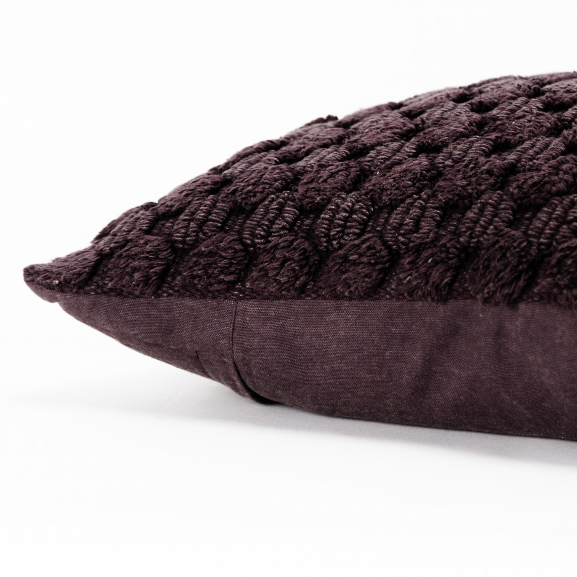20" Wine Cotton Throw Pillow With Texture FurniFindUSA