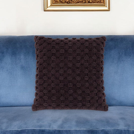20" Wine Cotton Throw Pillow With Texture FurniFindUSA