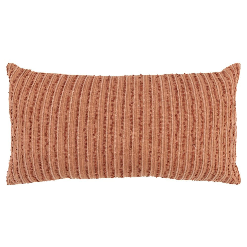 14" X 14" Terra Cotta Striped Cotton Blend Throw Pillow — view 1