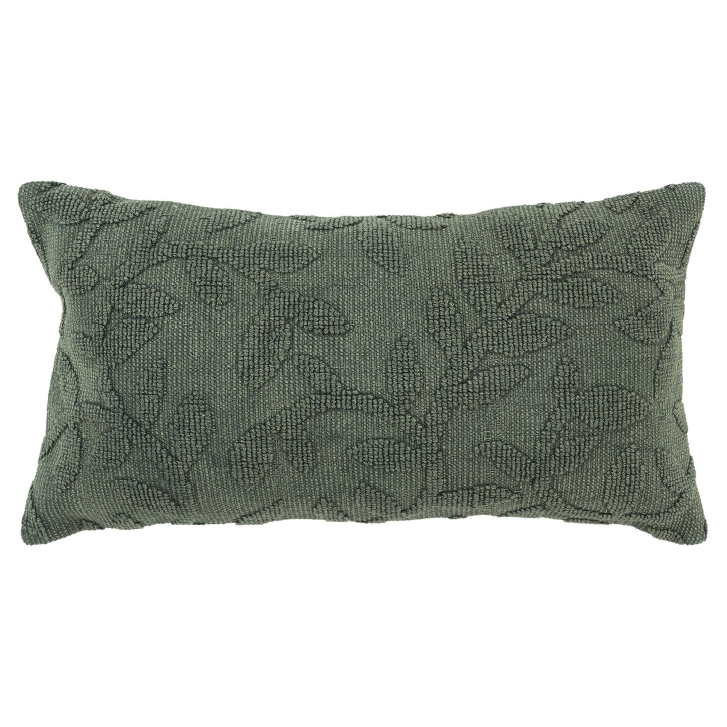 14" X 26" Green Botanical Cotton Throw Pillow With Texture FurniFindUSA