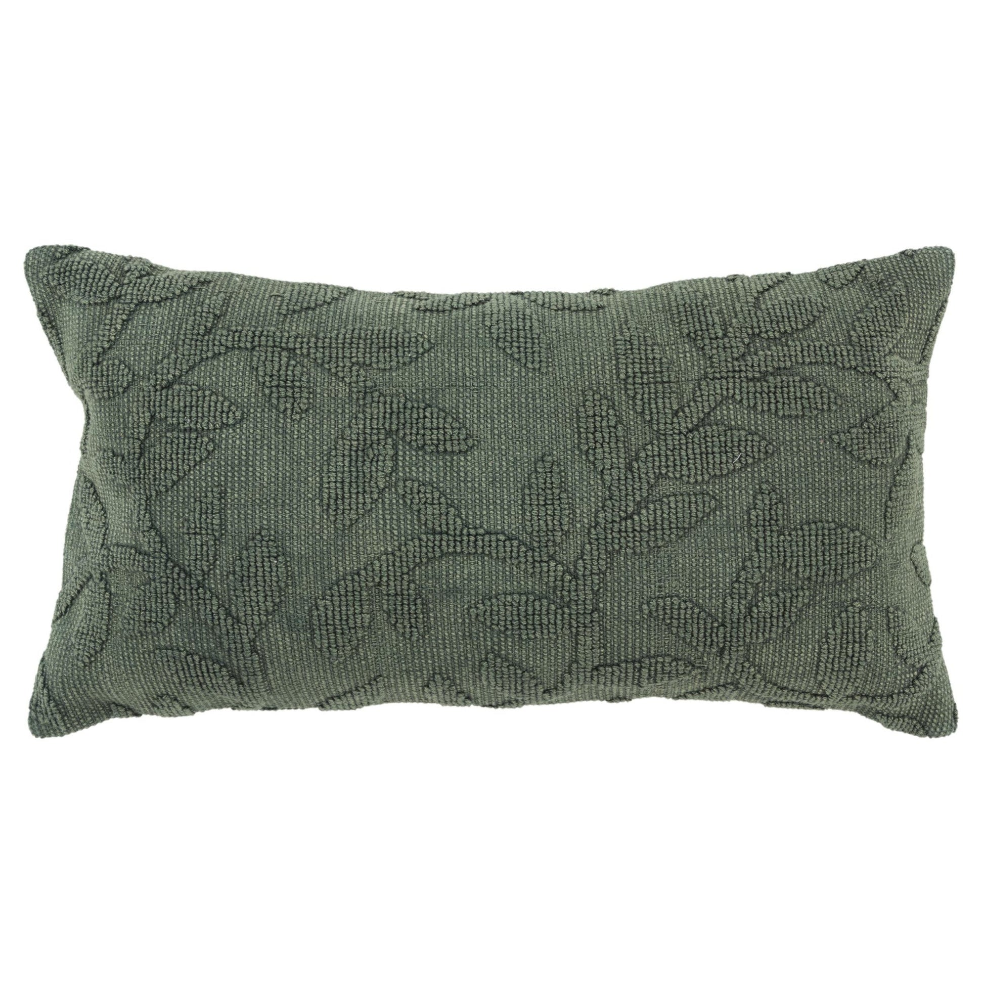 14" X 26" Green Botanical Cotton Throw Pillow With Texture FurniFindUSA