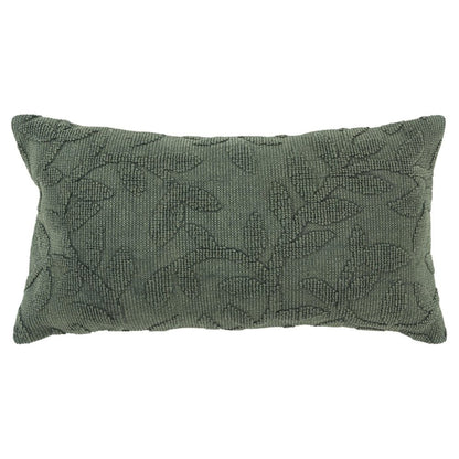 14" X 26" Green Cotton Lumbar Throw Pillow With Texture HomeRoots