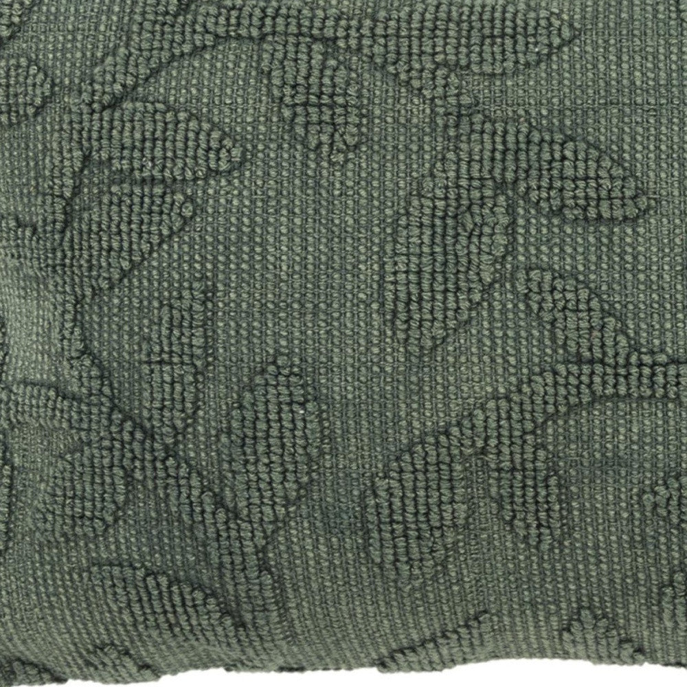 14" X 26" Green Botanical Cotton Throw Pillow With Texture FurniFindUSA