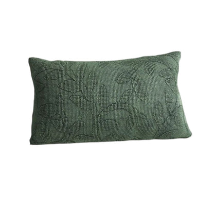 14" X 26" Green Cotton Lumbar Throw Pillow With Texture HomeRoots