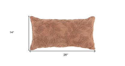 14" X 26" Terra Cotta Cotton Lumbar Throw Pillow With Texture HomeRoots