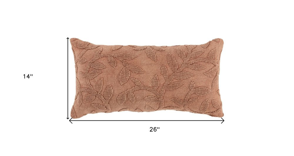 14" X 26" Terra Cotta Cotton Lumbar Throw Pillow With Texture — view 6