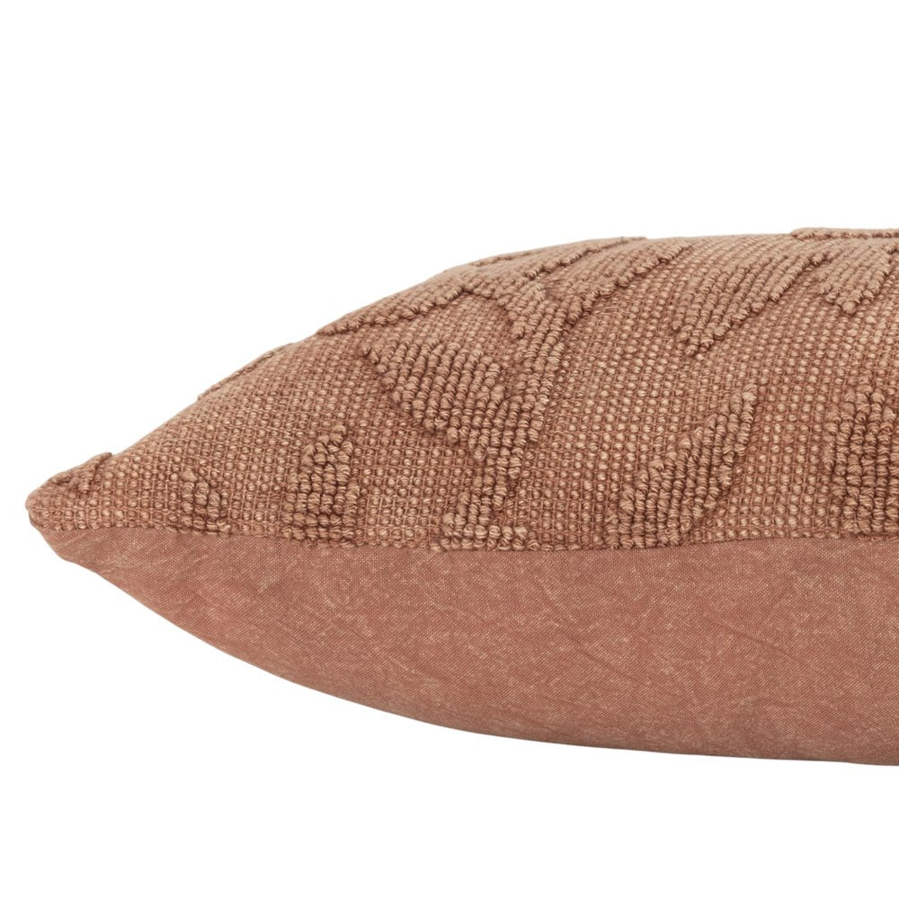 14" X 26" Terra Cotta Cotton Lumbar Throw Pillow With Texture HomeRoots