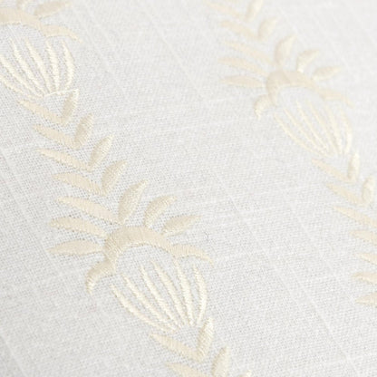 20" White Cotton Throw Pillow With Embroidery