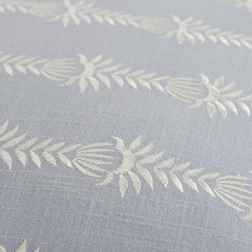 20" Light Blue and White Cotton Throw Pillow With Embroidery — view 2