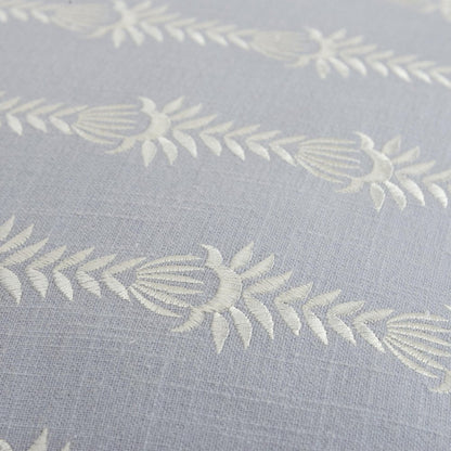 20" Light Blue and White Cotton Throw Pillow With Embroidery