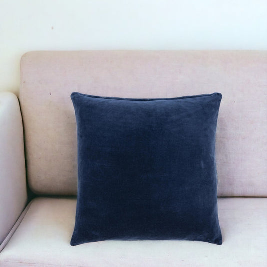 22" Blue Cotton Blend Throw Pillow FurniFindUSA