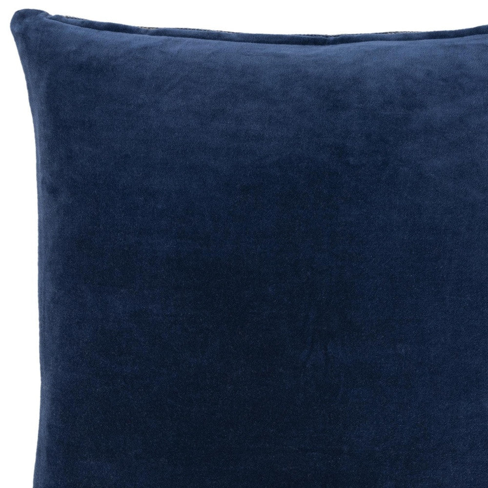 22" Blue Cotton Blend Throw Pillow FurniFindUSA