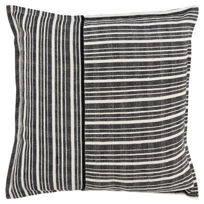 20" Black and White Cotton Pillow With Embroidery Edges FurniFindUSA