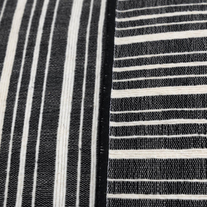 20" Black and White Cotton Pillow With Embroidery Edges FurniFindUSA