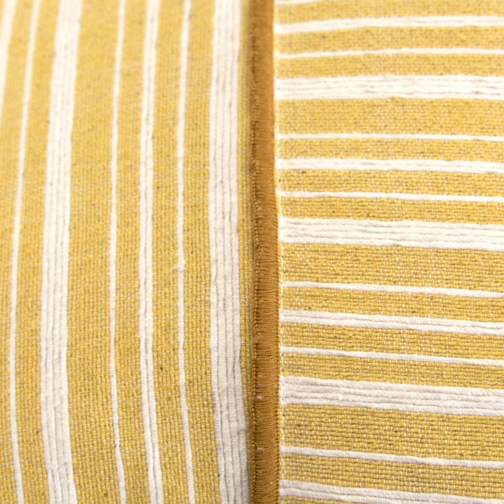 20" Yellow and White Cotton Pillow With Embroidery Edges FurniFindUSA