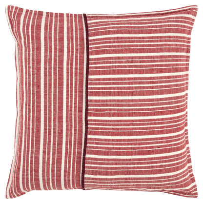 20" Red and Ivory Striped Cotton Throw Pillow FurniFindUSA