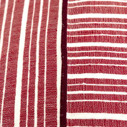 20" Red and Ivory Striped Cotton Throw Pillow FurniFindUSA