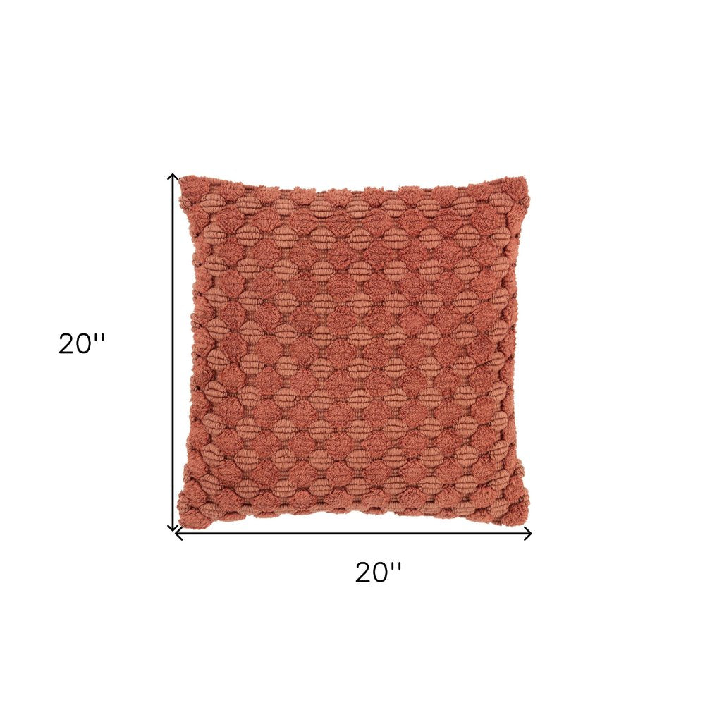 20" Terra Cotta Cotton Throw Pillow With Texture — view 4