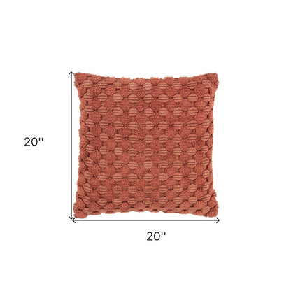 20" Terra Cotta Cotton Throw Pillow With Texture HomeRoots